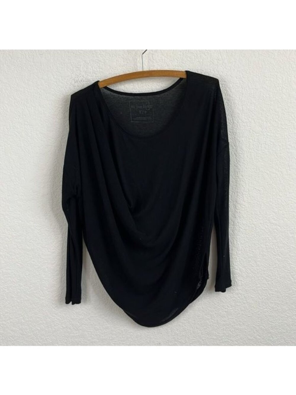 FP We the Free Knit Gathered Draped Curved Hem Drop Sleeve Sweater